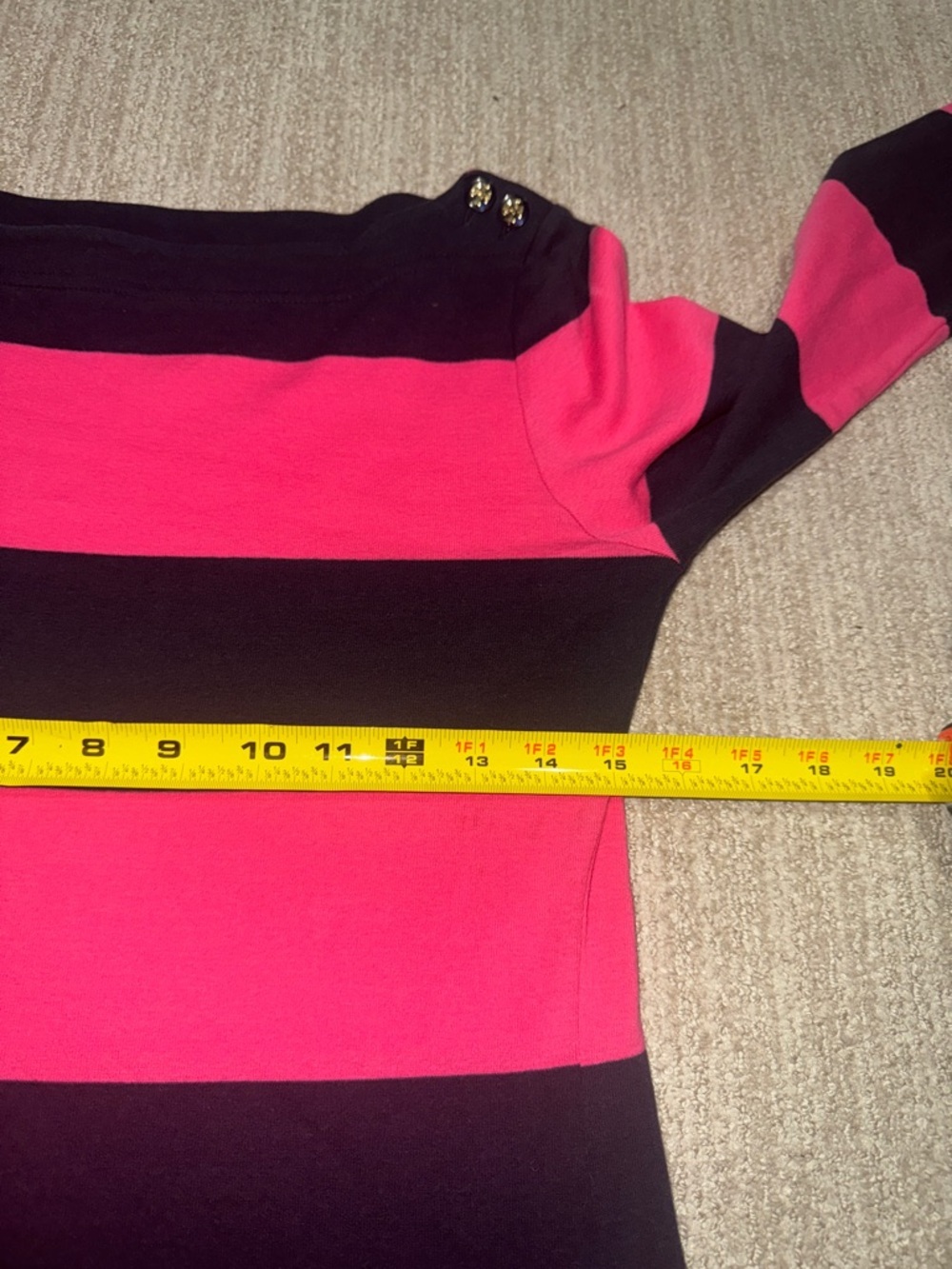 Tory Burch Womens Size S Pima Cotton Striped Pink/Navy Blue Boatneck Top - Picture 6 of 10